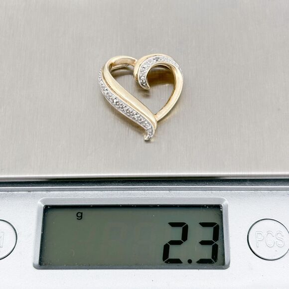 Vintage DBJ Sterling Silver 925 Gold-Plated Open Heart Diamond Pendant - Picture 6 of 6